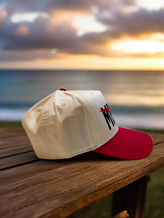 Not MESSIN Red N Beige Snapback