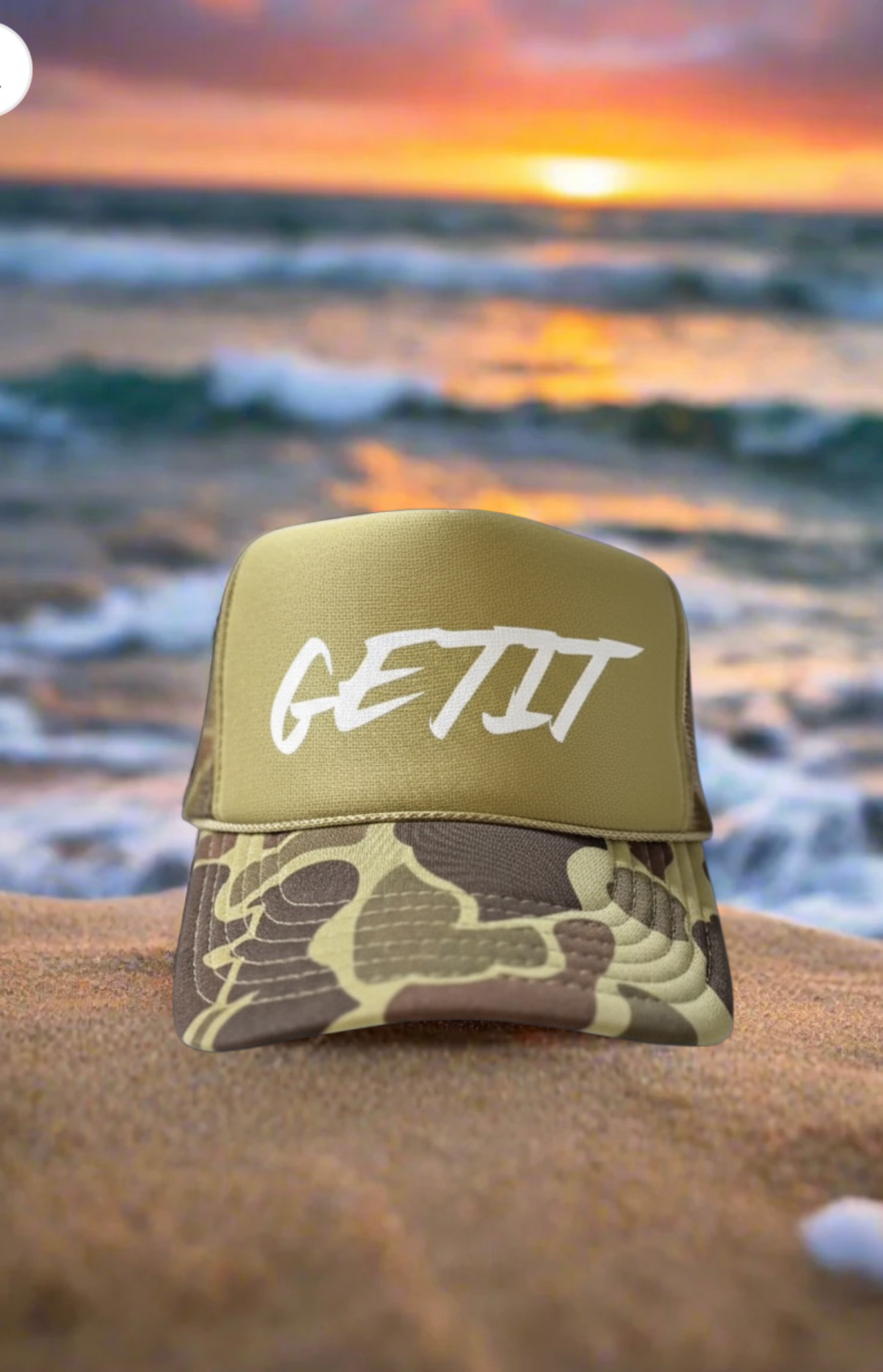 Light Green Camo GETIT trucker Hat