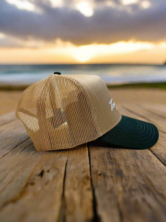 🚨PRE-ORDER🚨 Tru2Dis Trucker Hat Green and Beige