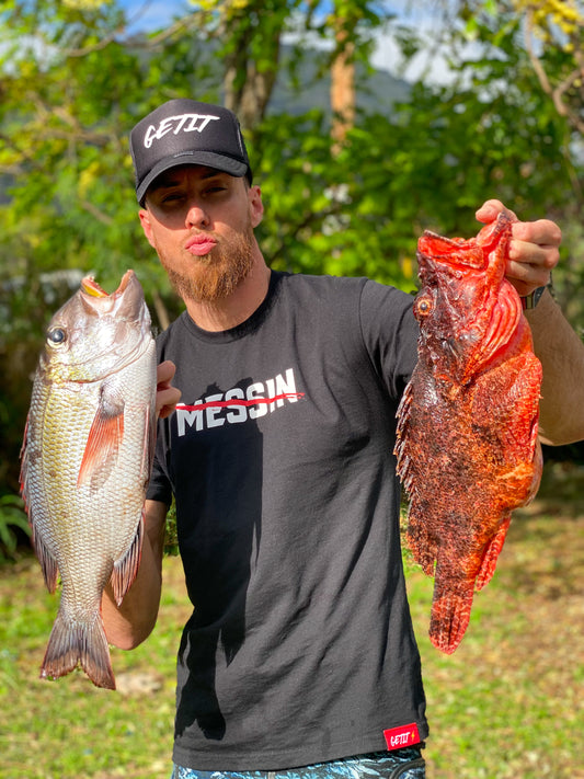 Black Trucker hat WHITE Logo