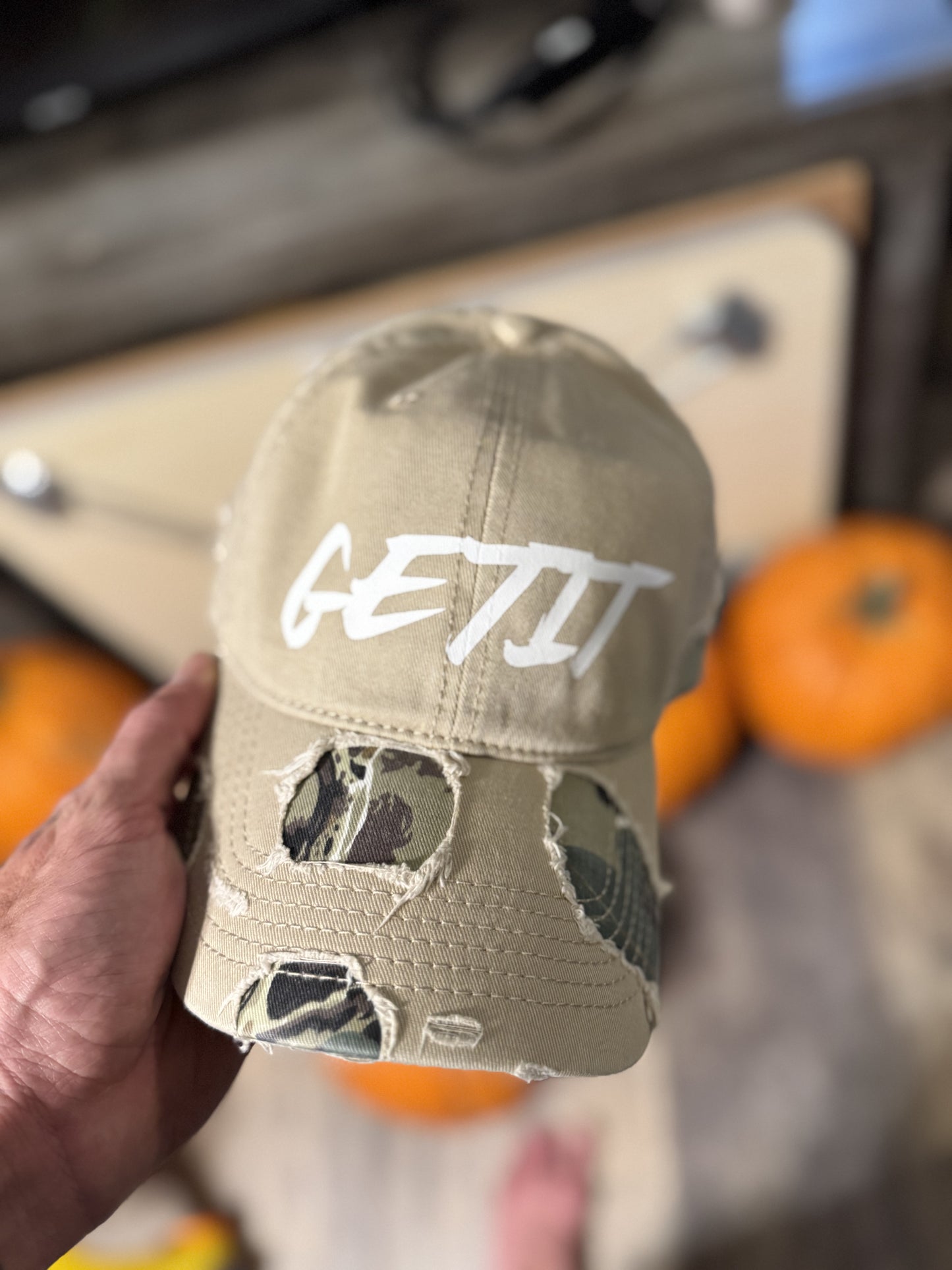 Camo Distressed GETIT Dad Hat