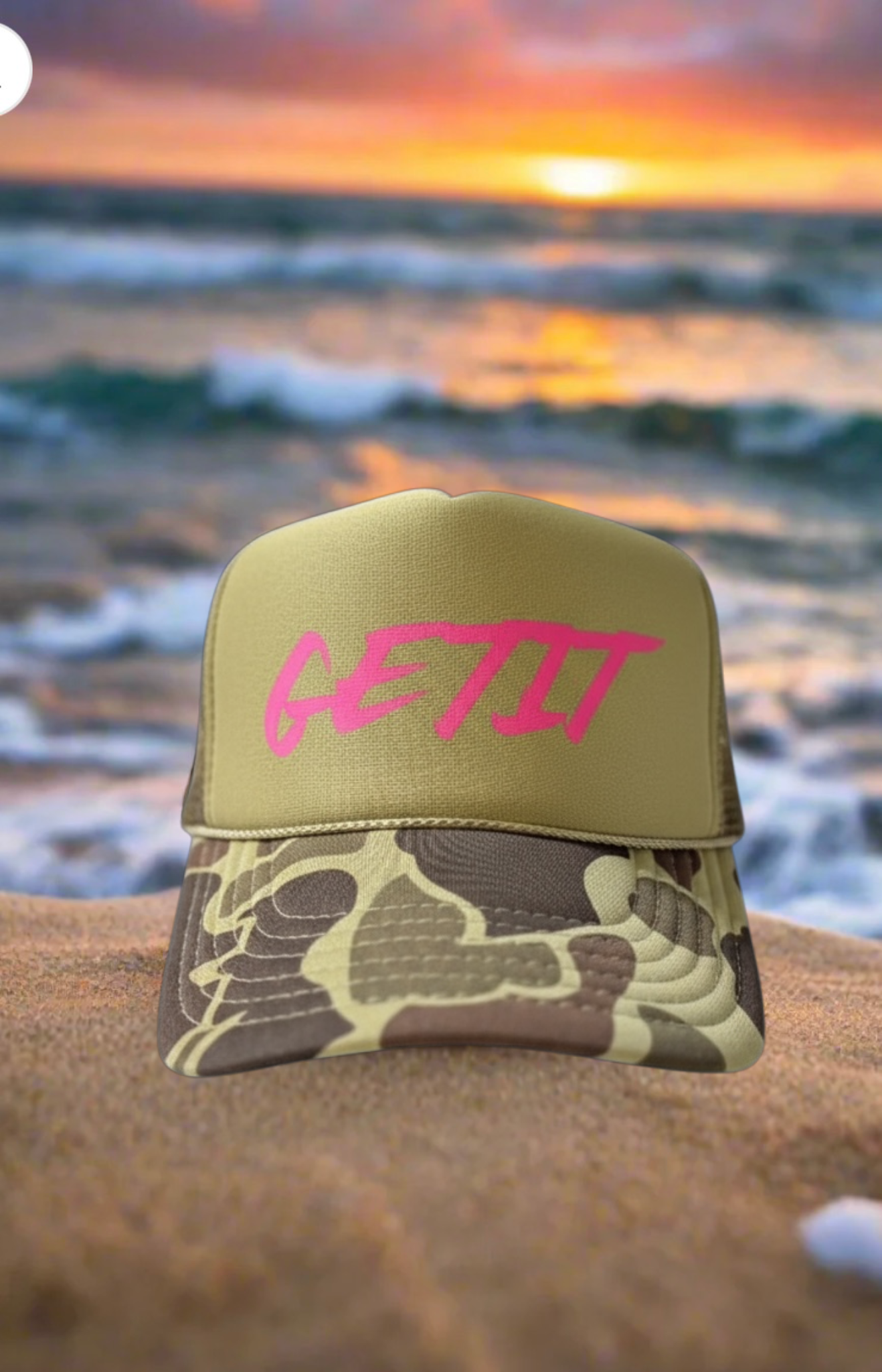 Light Green Camo GETIT trucker Hat